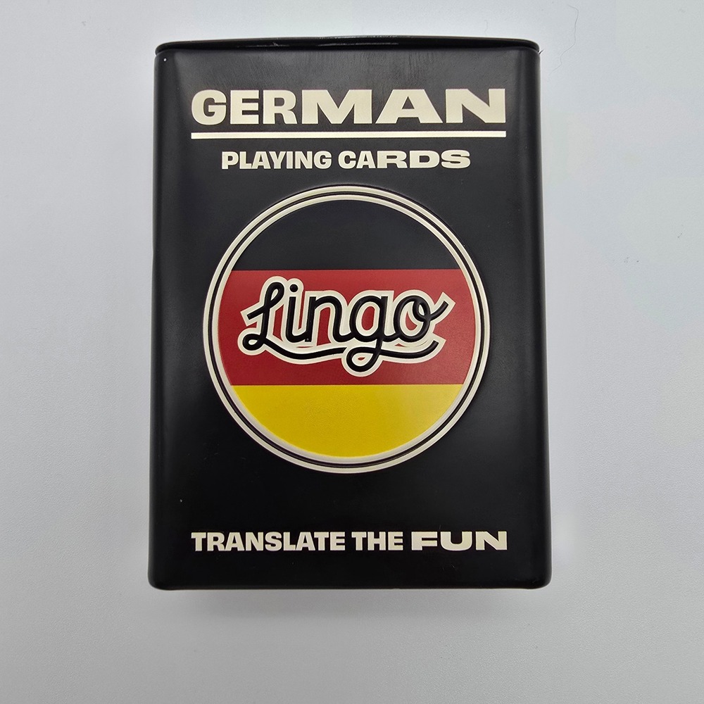 Lingo German Playing Cards with 52 Translations in Collectible Metal Tin Deck